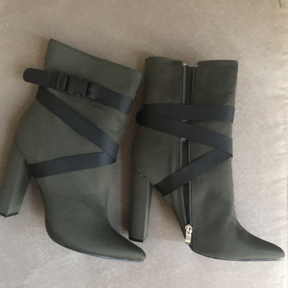 Olive ankle boots